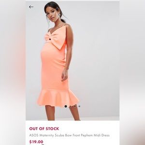 ASOS Maternity Scuba Bow Front Pephem Midi Dress
